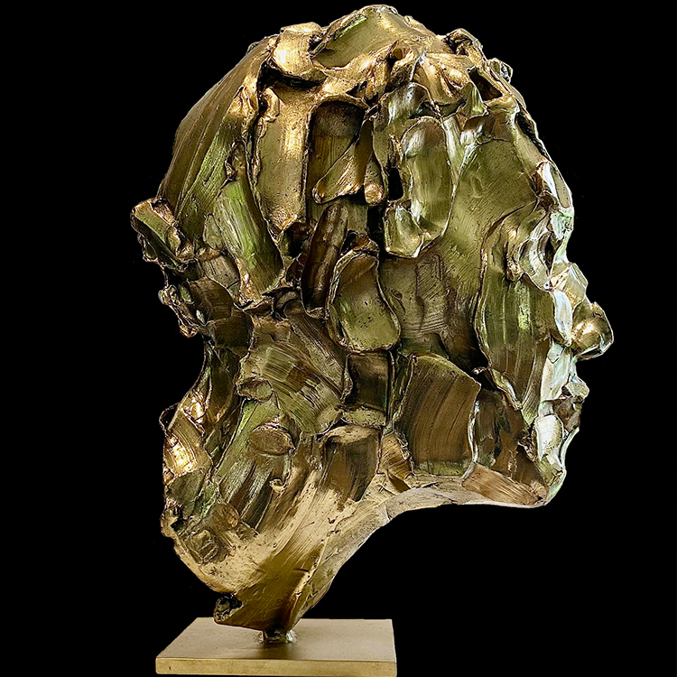 Effigy, bronze poli miroir, 45cm, Catherine Thiry, Sculpteur belge