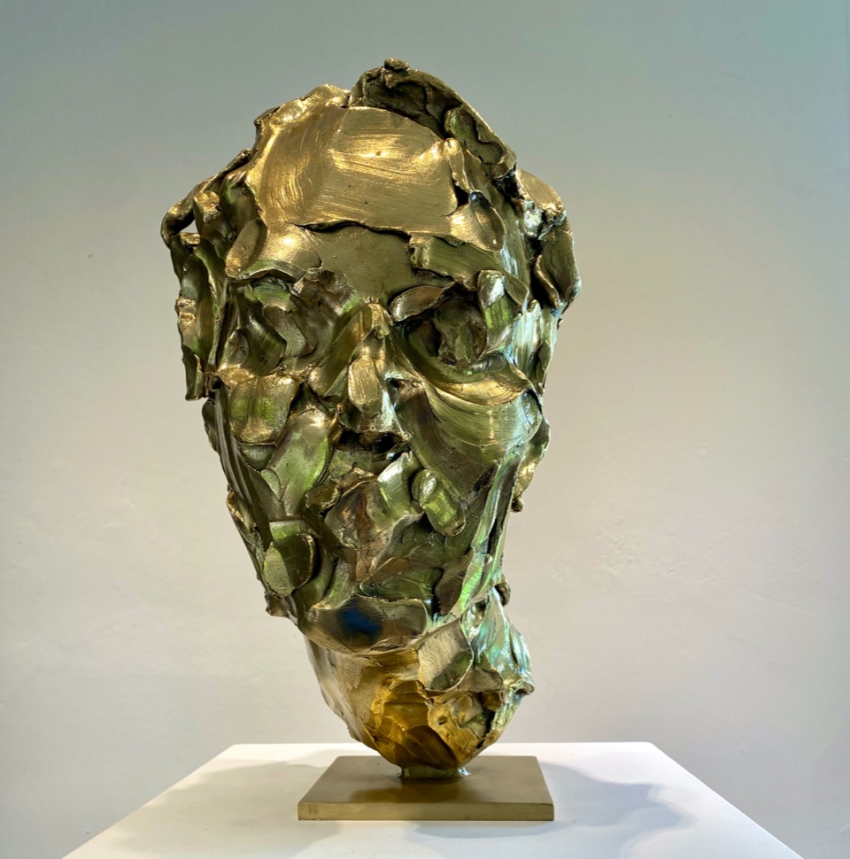 Effigy, bronze poli miroir, 45cm, Catherine Thiry, Sculpteur belge